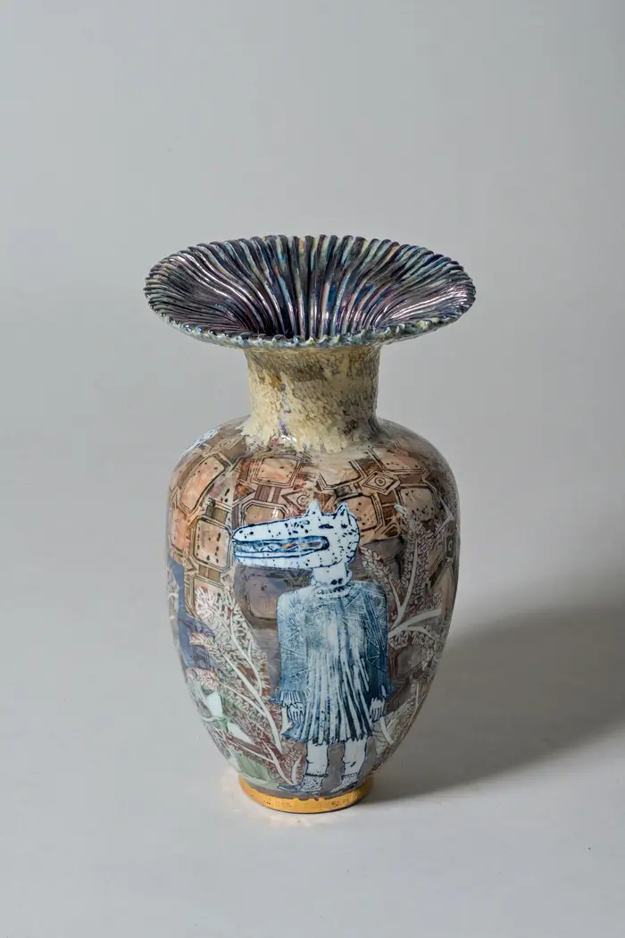 Keramikvase mit Zeichnungen